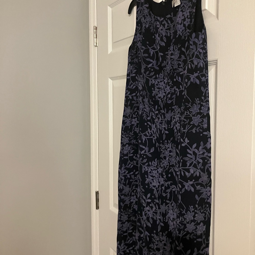 Casual Corner Black and Purple Floral Dress